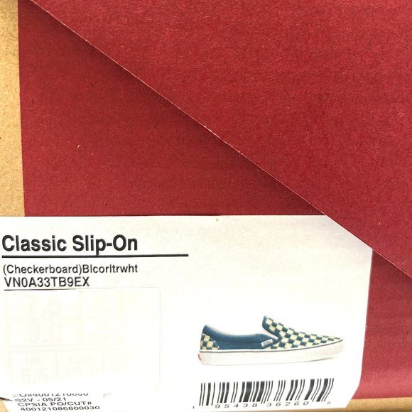 Vans Shoes Women's Classic Slip-On Low Top Checkerboard Canvas Blue VN0A33TB9EX - Picture 11 of 11